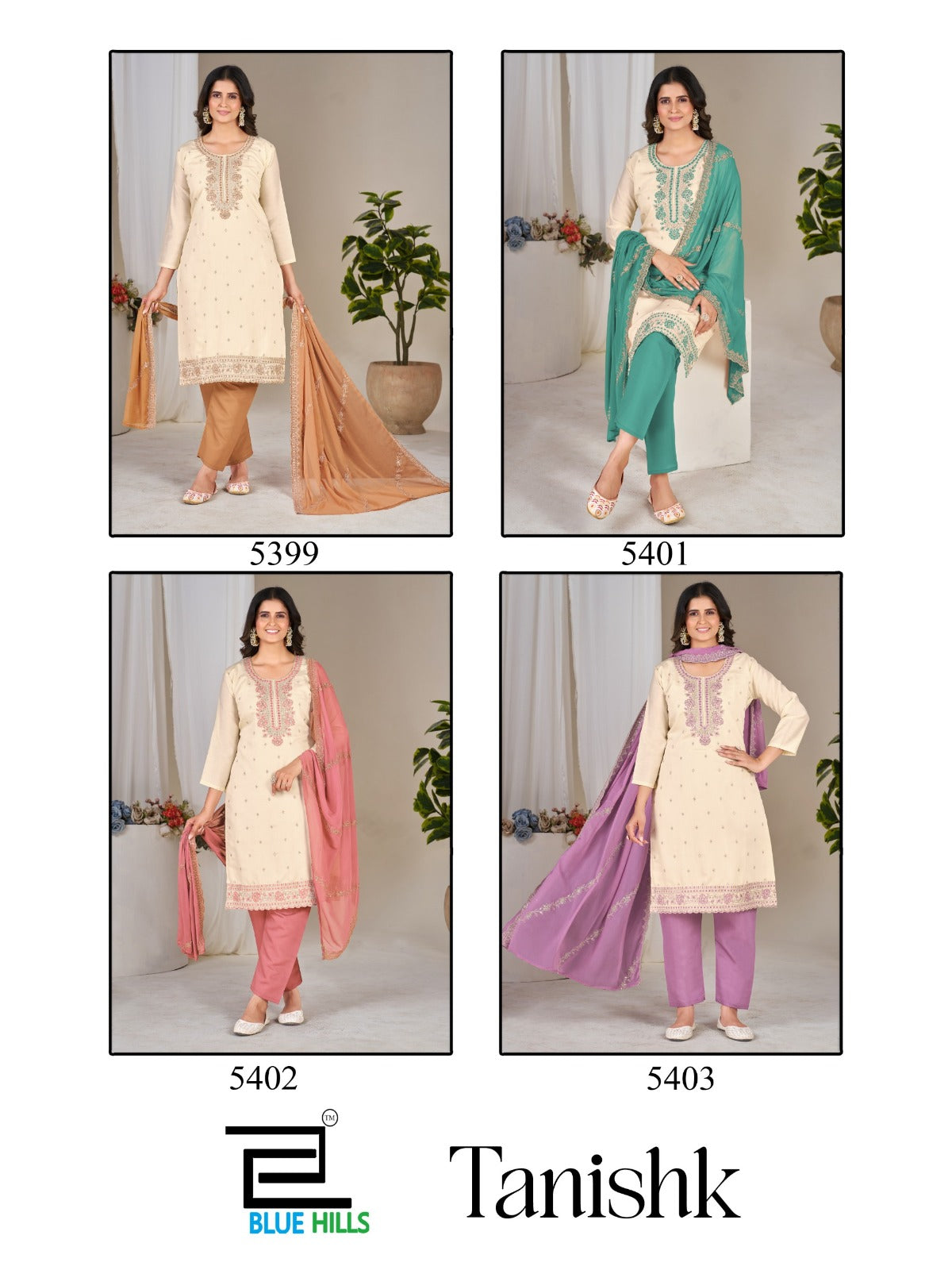 Tanishk Blue Hills Roman Silk Readymade Pant Style Suits Supplier Gujarat