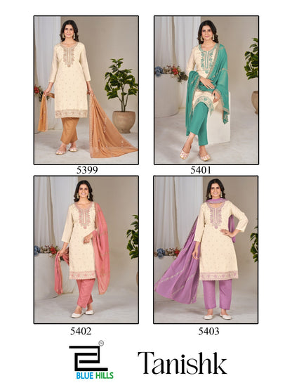 Tanishk Blue Hills Roman Silk Readymade Pant Style Suits Supplier Gujarat