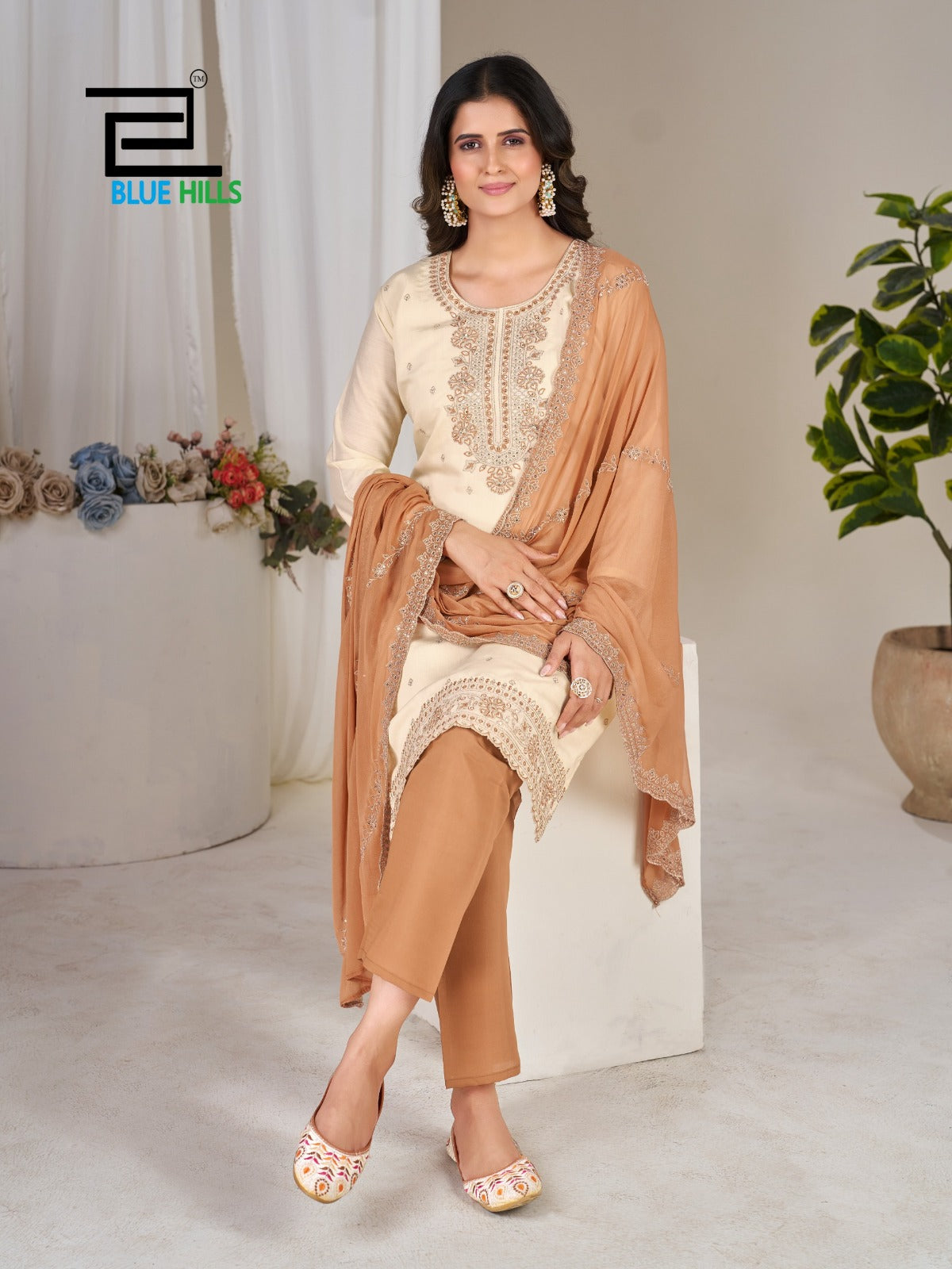 Tanishk Blue Hills Roman Silk Readymade Pant Style Suits Supplier Gujarat