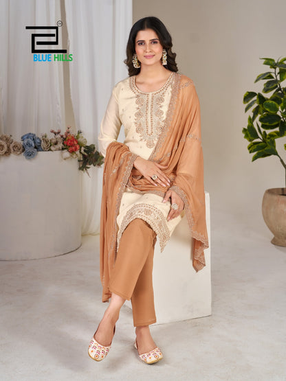 Tanishk Blue Hills Roman Silk Readymade Pant Style Suits Supplier Gujarat