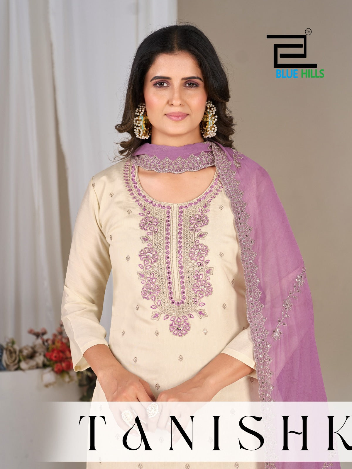 Tanishk Blue Hills Roman Silk Readymade Pant Style Suits Supplier Gujarat