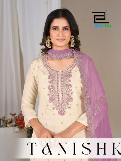 Tanishk Blue Hills Roman Silk Readymade Pant Style Suits Supplier Gujarat