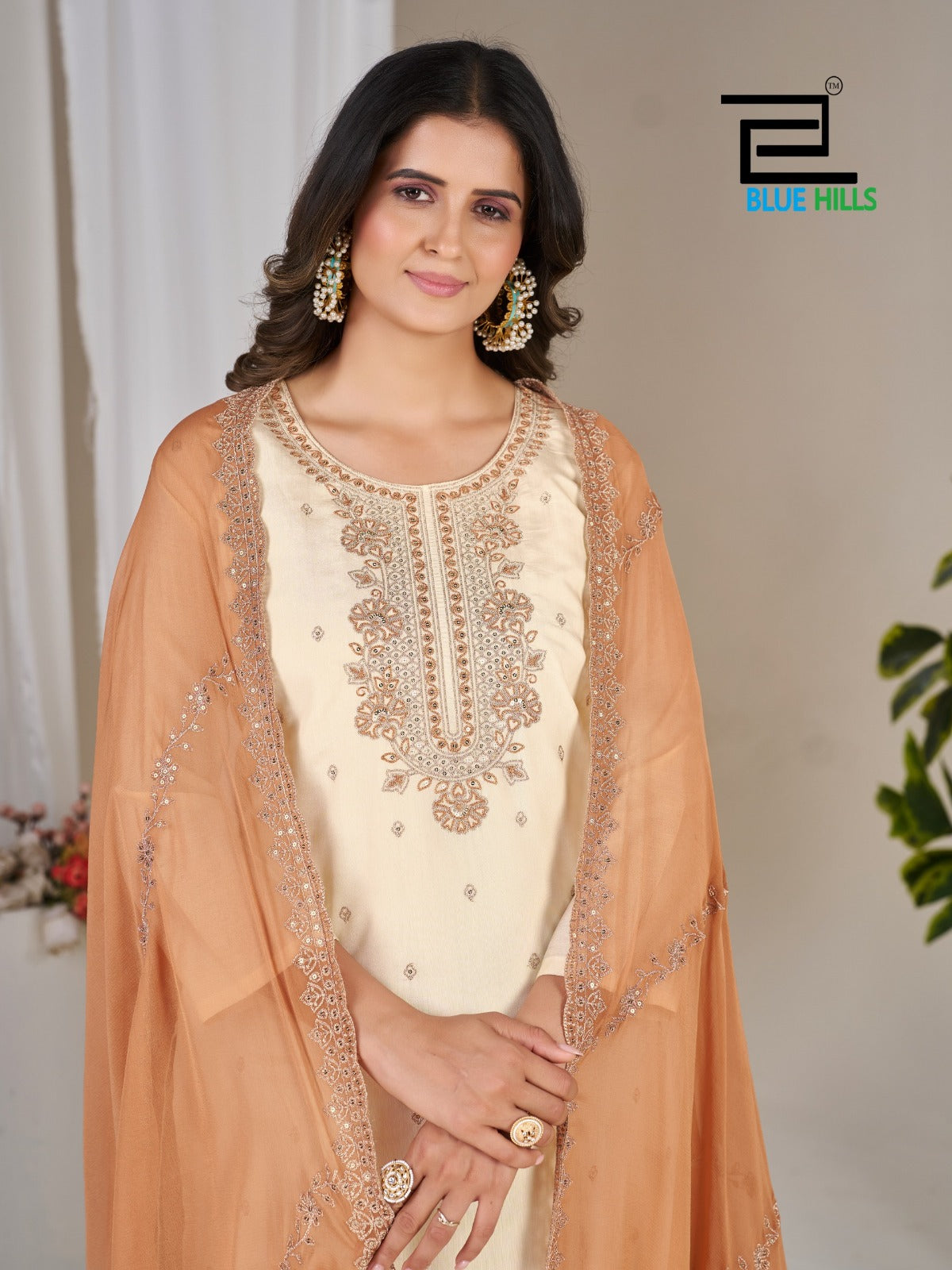 Tanishk Blue Hills Roman Silk Readymade Pant Style Suits Supplier Gujarat