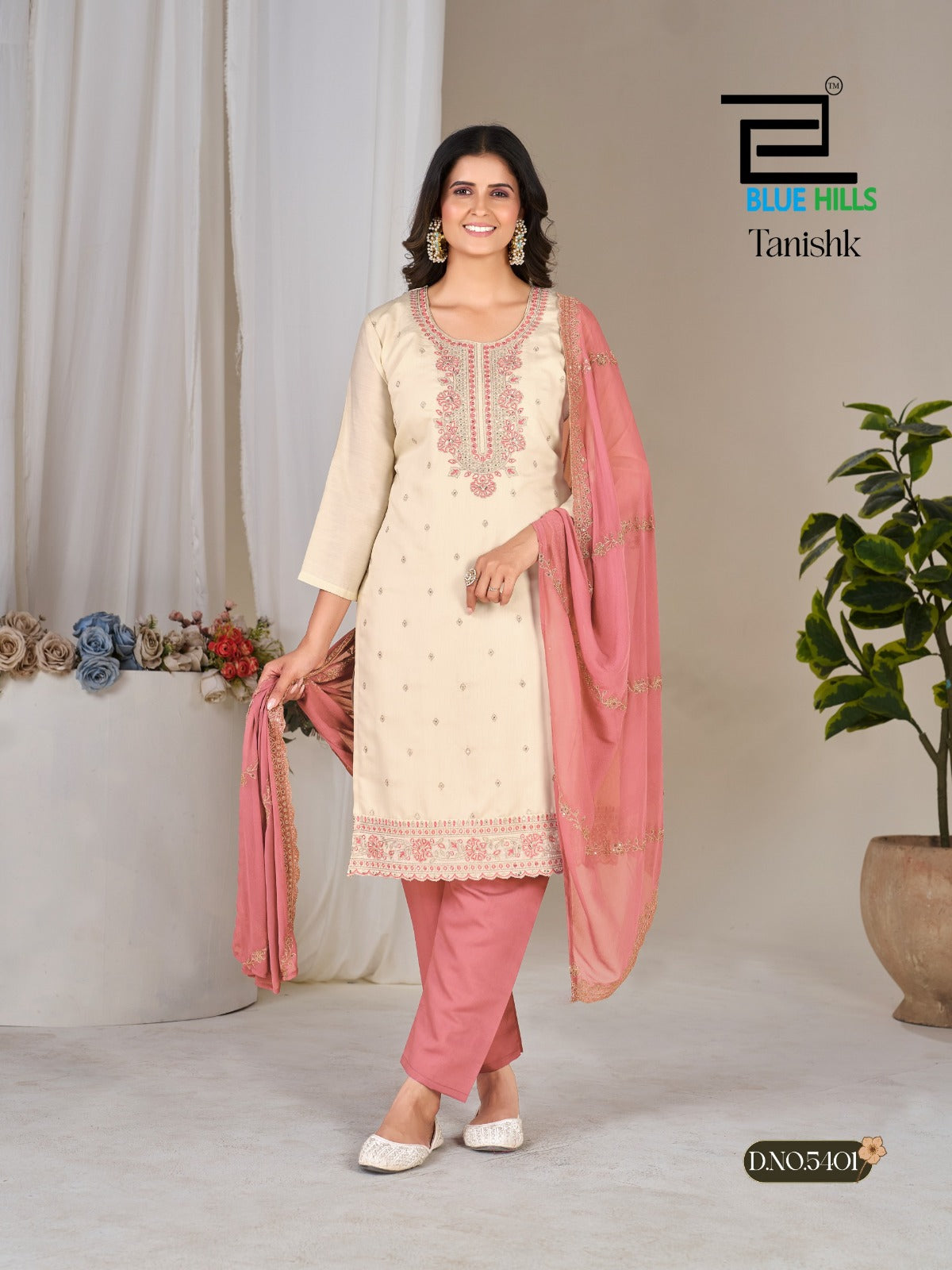Tanishk Blue Hills Roman Silk Readymade Pant Style Suits Supplier Gujarat