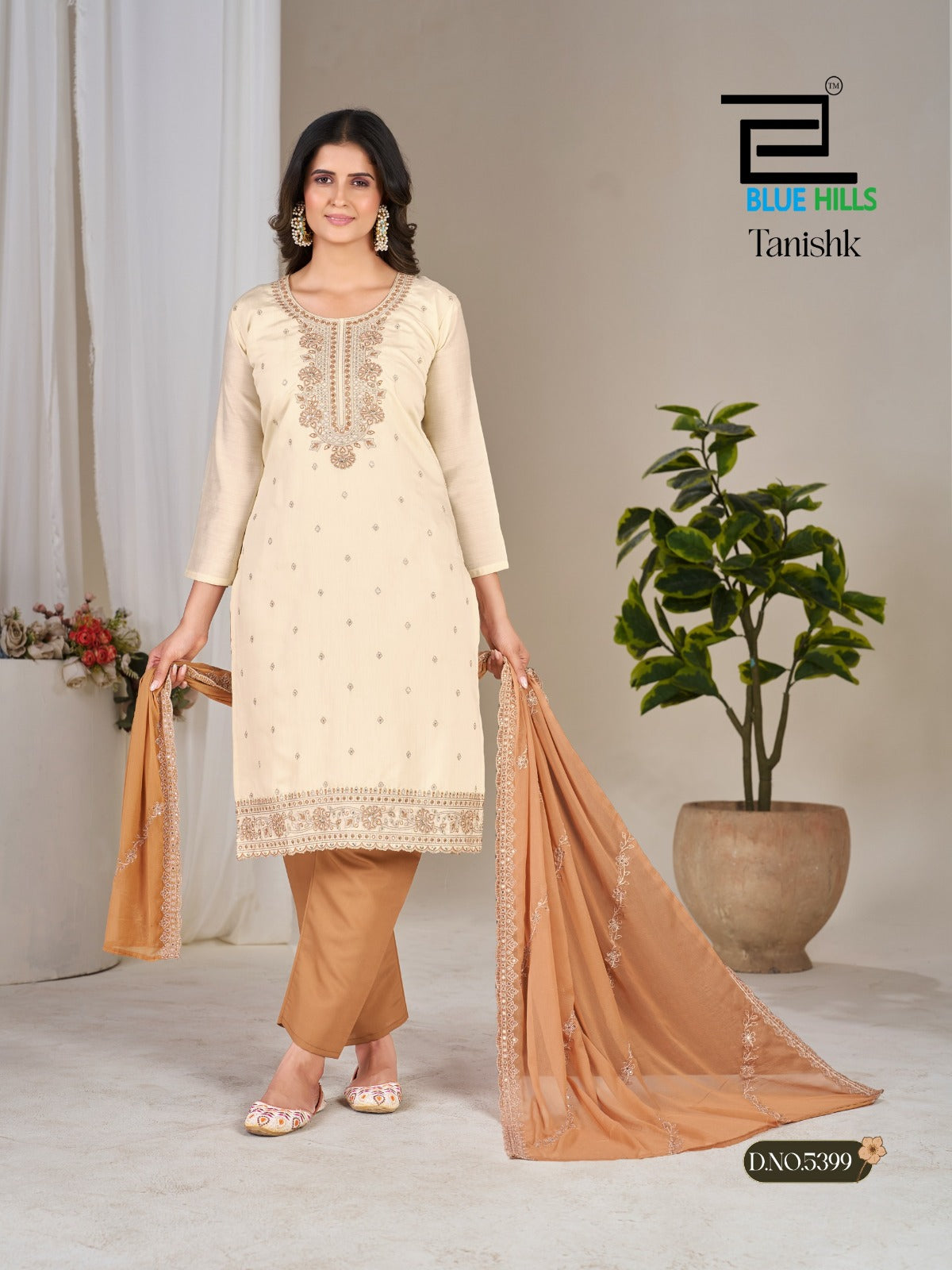 Tanishk Blue Hills Roman Silk Readymade Pant Style Suits Supplier Gujarat