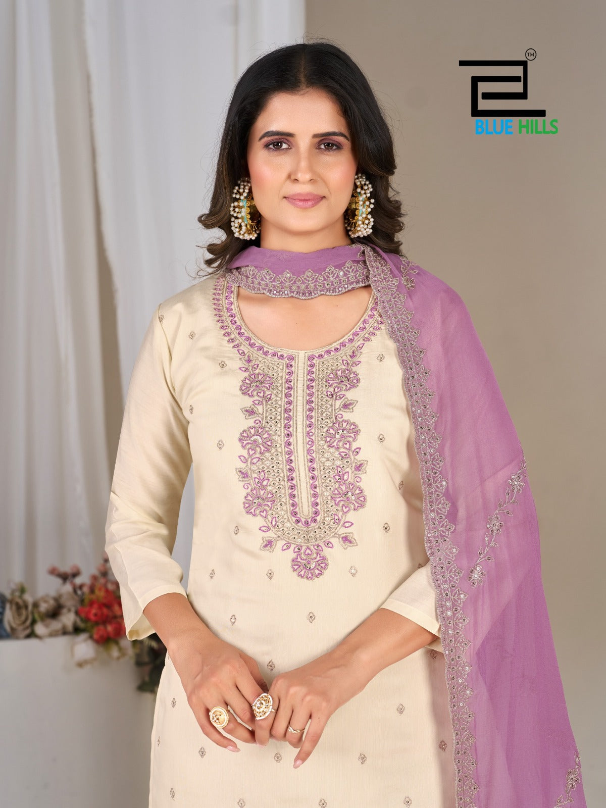 Tanishk Blue Hills Roman Silk Readymade Pant Style Suits Supplier Gujarat