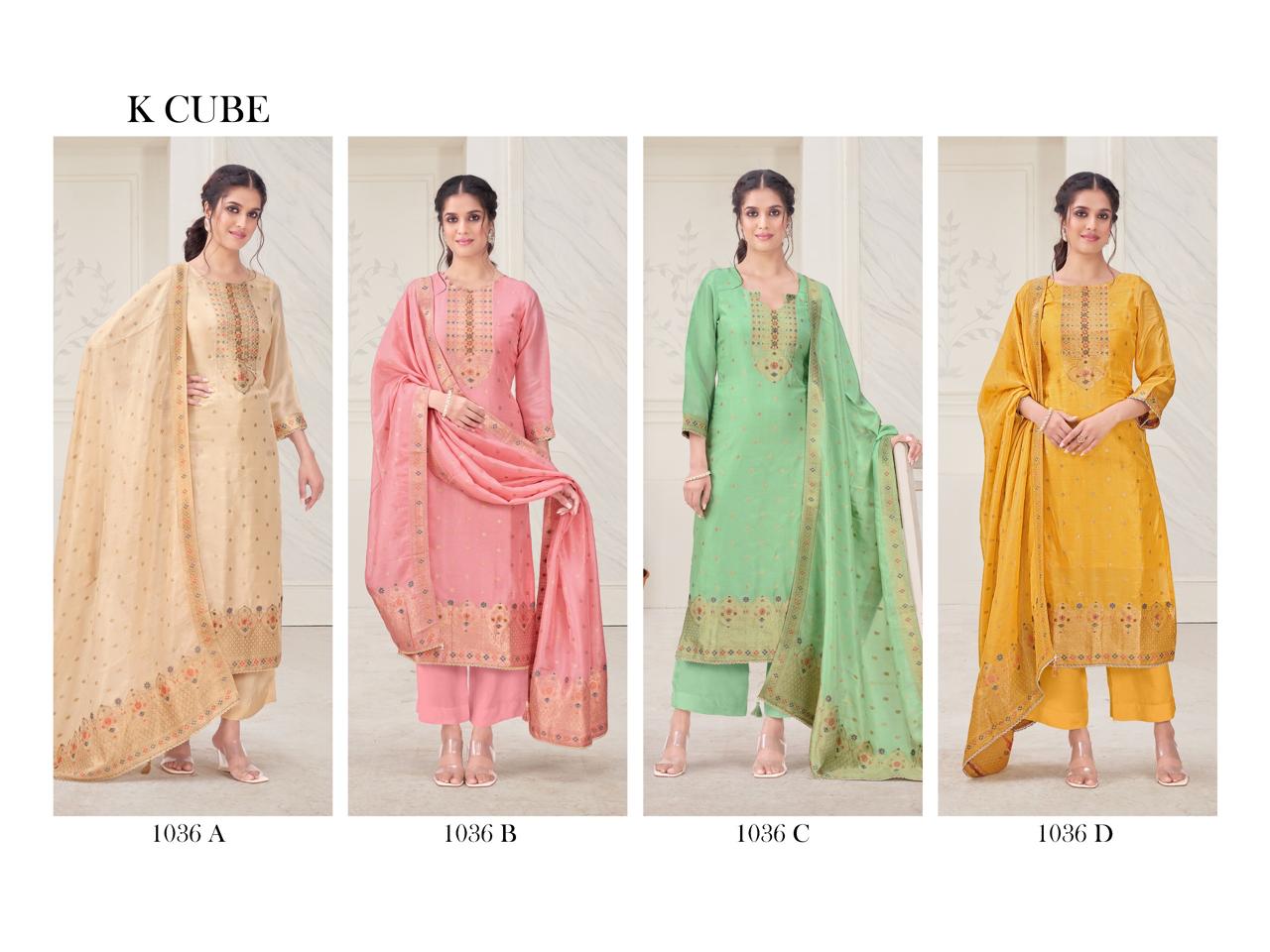 Tanishka K Cube Russian Silk Plazzo Style Suits Manufacturer Ahmedabad