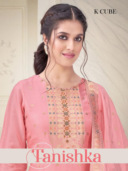 Tanishka K Cube Russian Silk Plazzo Style Suits Manufacturer Ahmedabad