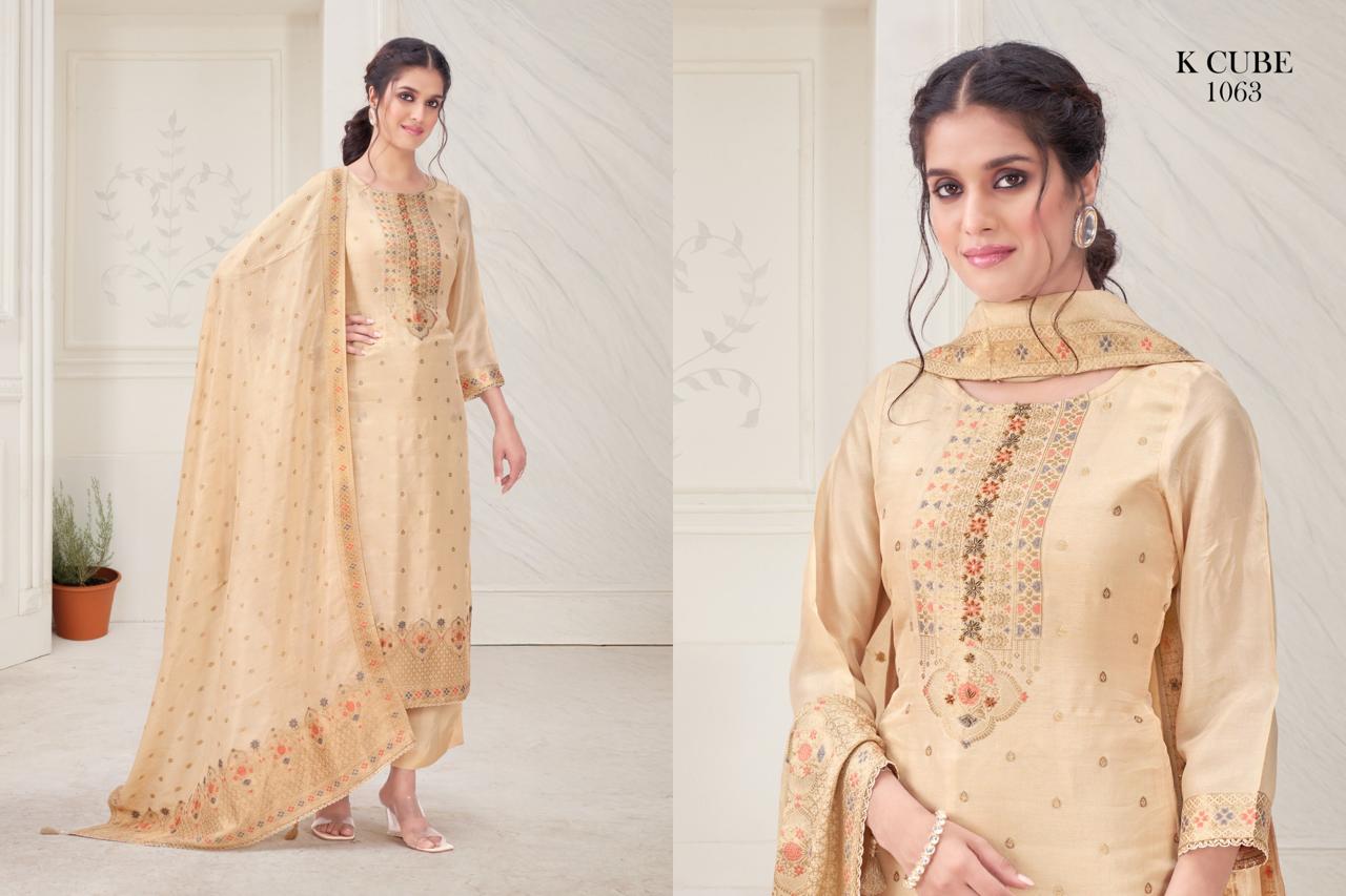 Tanishka K Cube Russian Silk Plazzo Style Suits Manufacturer Ahmedabad