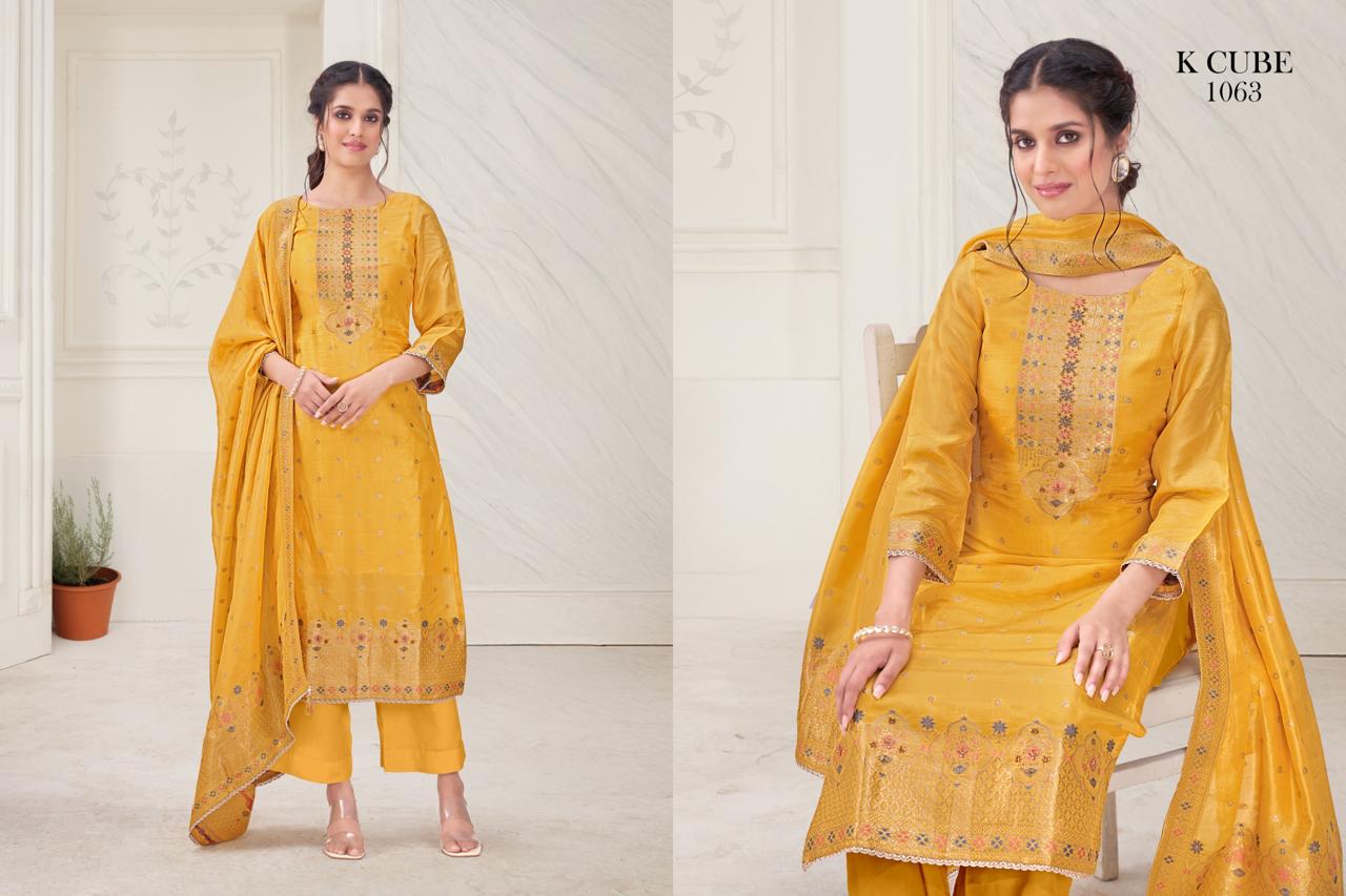 Tanishka K Cube Russian Silk Plazzo Style Suits Manufacturer Ahmedabad