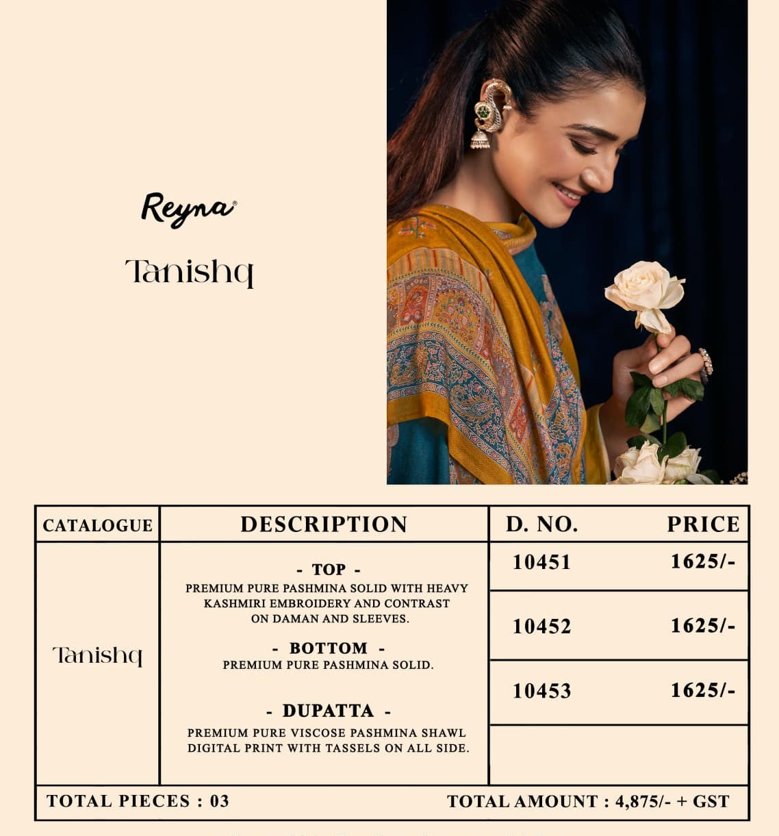 Tanishq Reyna Pashmina Suits Wholesaler
