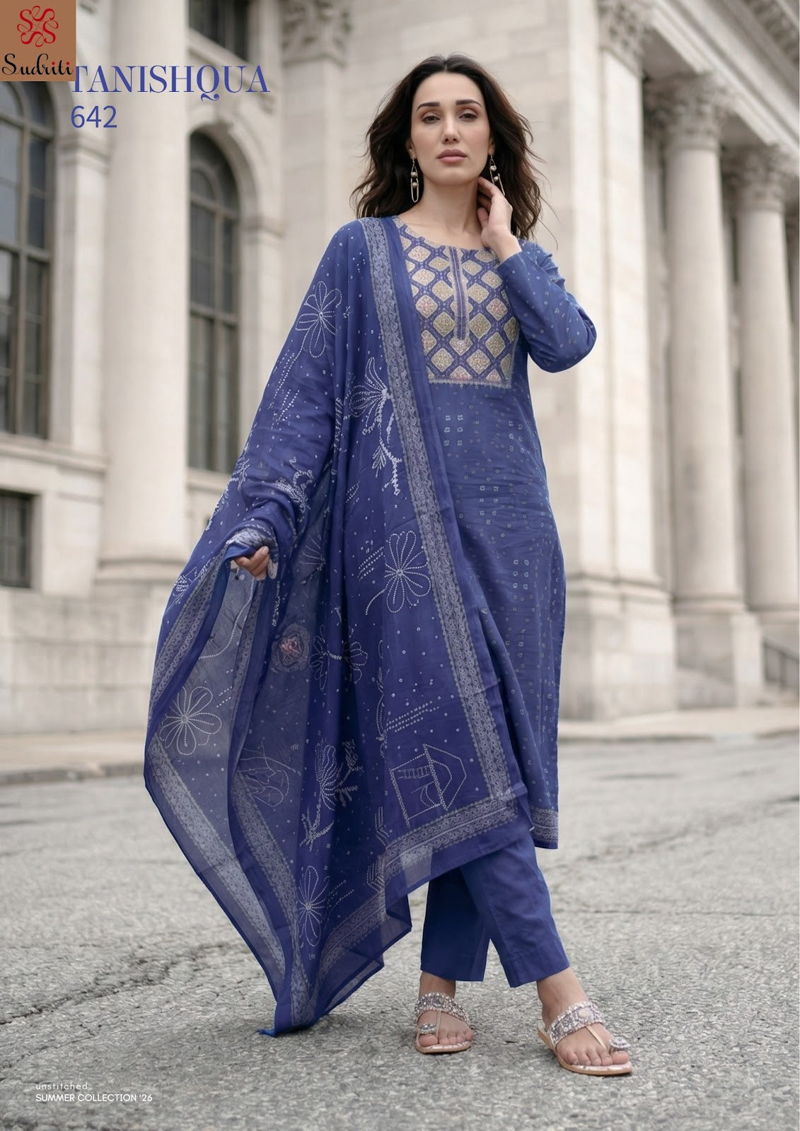 Tanishqua Sudriti Sahiba Cotton Lawn Pant Style Suits Wholesaler India
