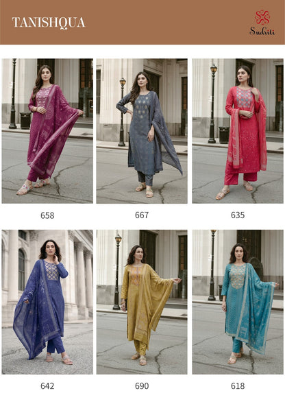 Tanishqua Sudriti Sahiba Cotton Lawn Pant Style Suits Wholesaler India