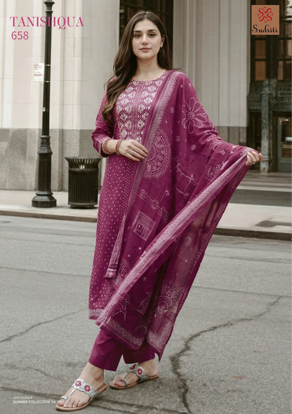 Tanishqua Sudriti Sahiba Cotton Lawn Pant Style Suits Wholesaler India