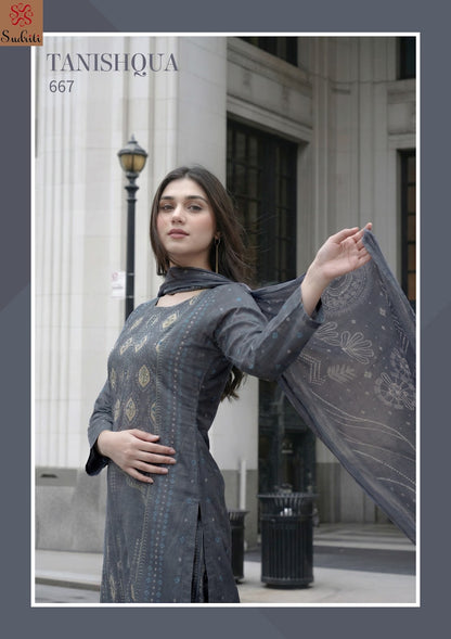 Tanishqua Sudriti Sahiba Cotton Lawn Pant Style Suits Wholesaler India