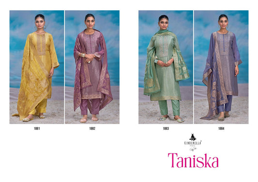 Taniska Cinderella Organza Jacquard Pant Style Suits Exporter Gujarat