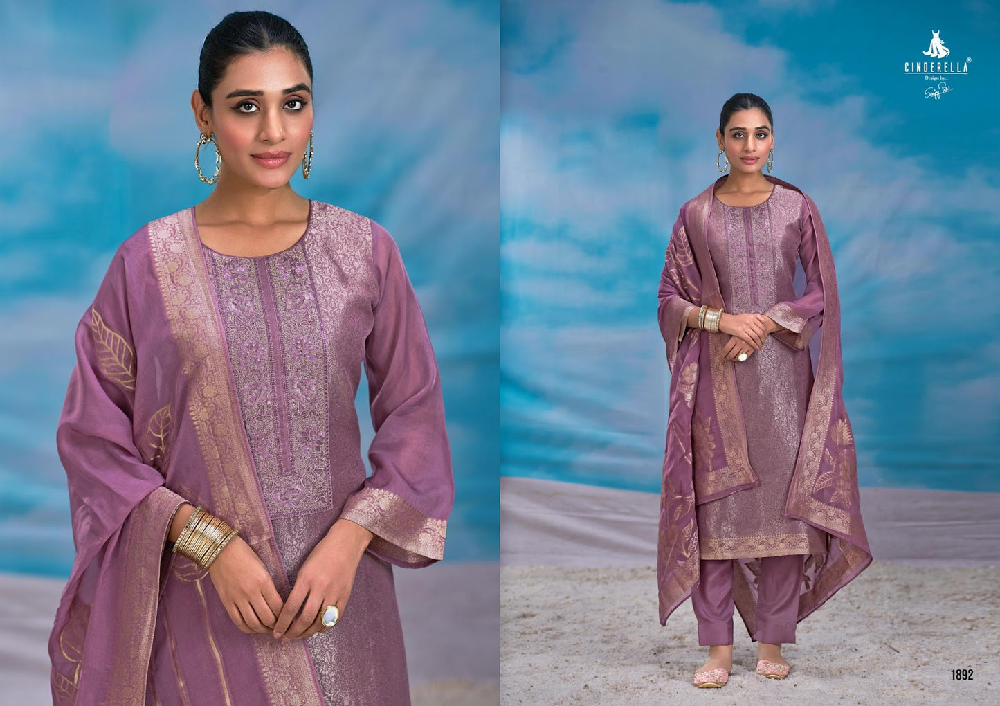 Taniska Cinderella Organza Jacquard Pant Style Suits Exporter Gujarat