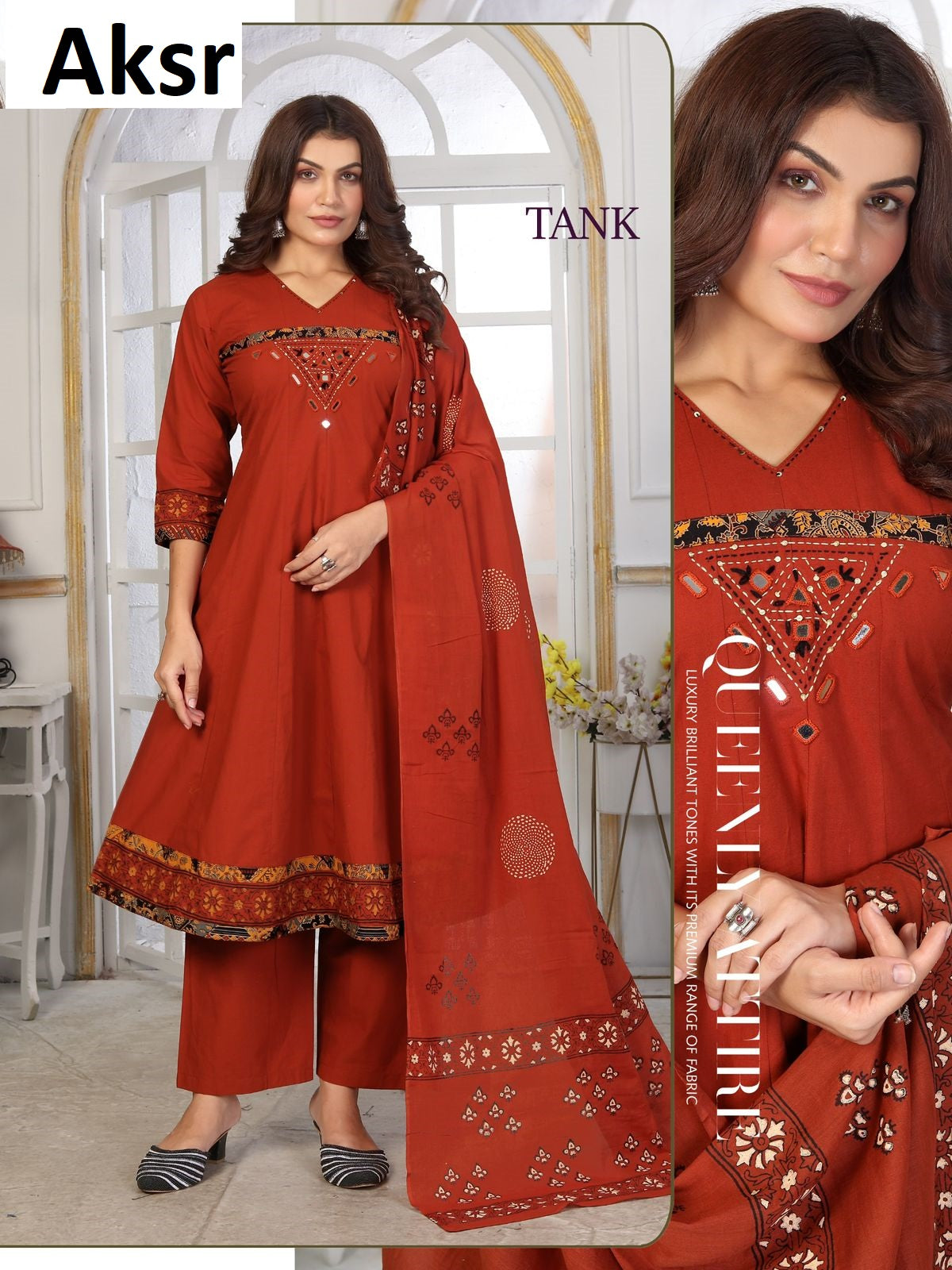 Tank Aksr Mul Cotton Readymade Plazzo Style Suits Exporter India