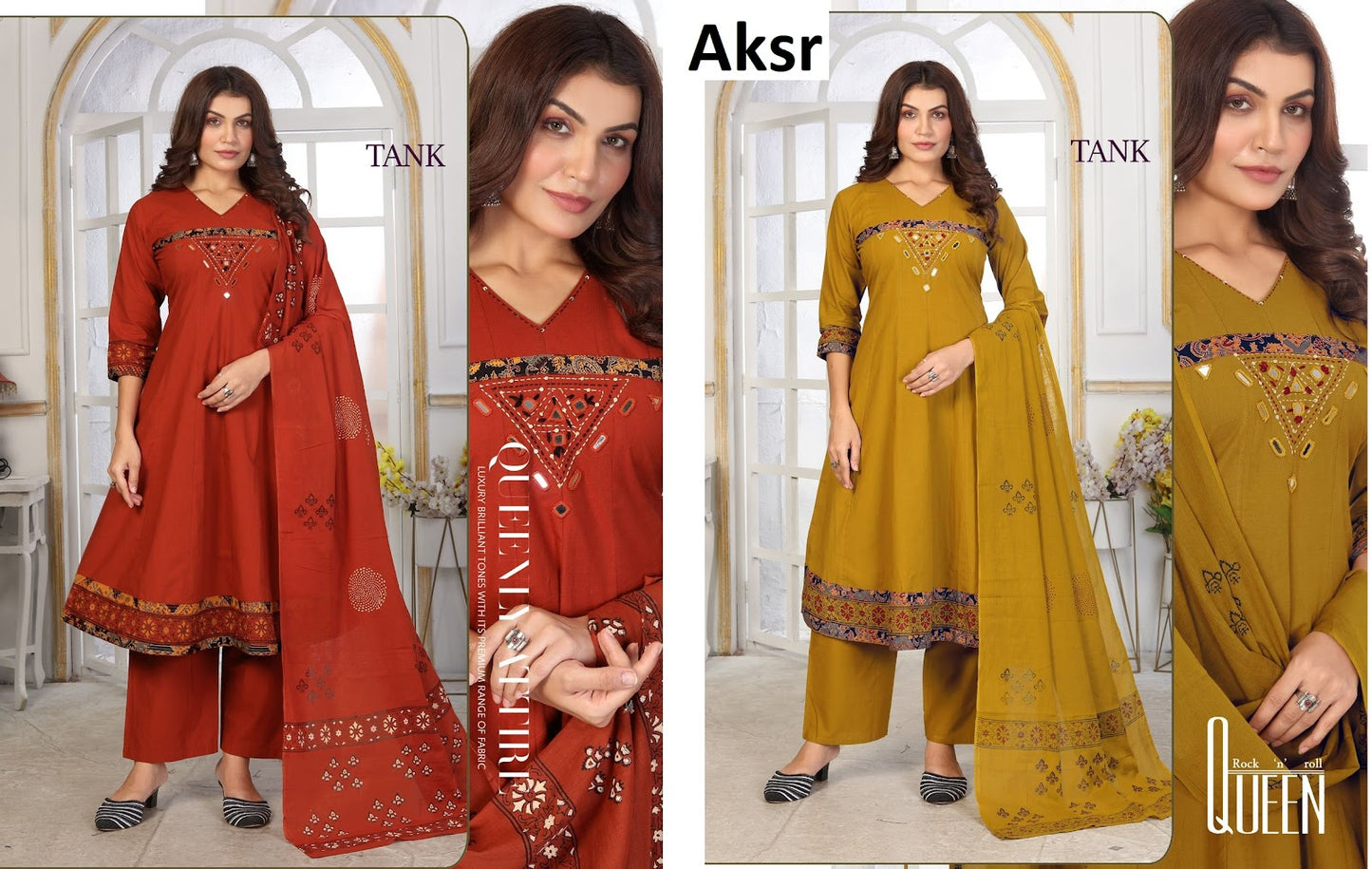 Tank Aksr Mul Cotton Readymade Plazzo Style Suits Exporter India