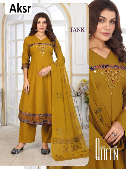 Tank Aksr Mul Cotton Readymade Plazzo Style Suits Exporter India