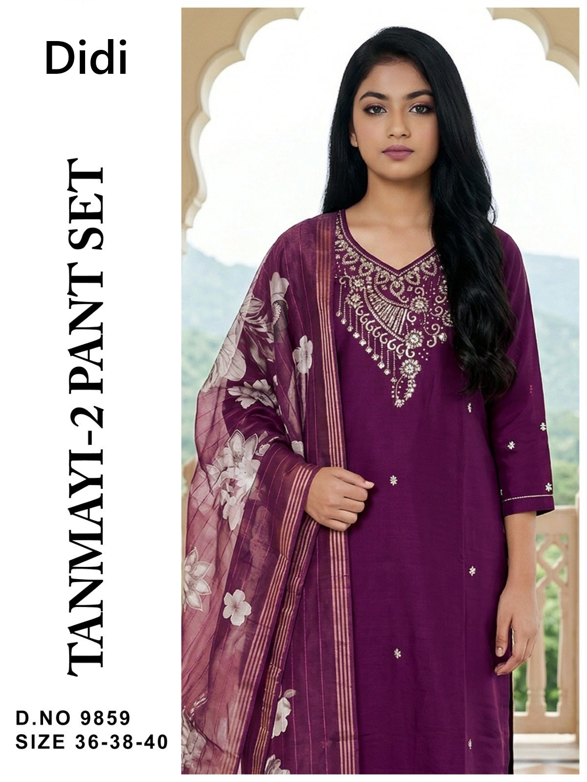 Tanmayi 2 Dn 9859 Didi Roman Silk Girls Readymade Pant Suits Wholesaler