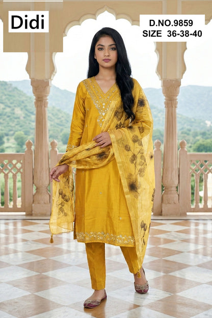 Tanmayi 2 Dn 9859 Didi Roman Silk Girls Readymade Pant Suits Wholesaler
