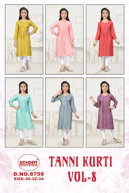 Tanni Vol 8 8759 Dt Devi Vetican Girls Kurti Supplier Gujarat