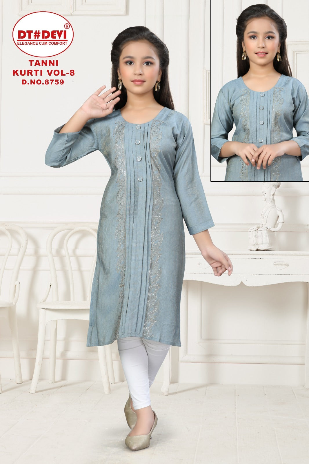 Tanni Vol 8 8759 Dt Devi Vetican Girls Kurti Supplier Gujarat