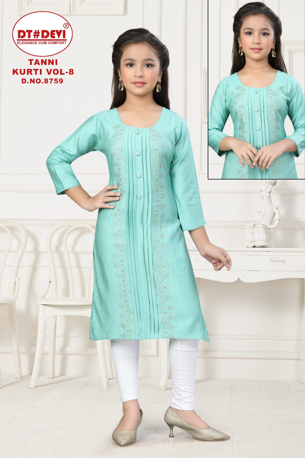 Tanni Vol 8 8759 Dt Devi Vetican Girls Kurti Supplier Gujarat