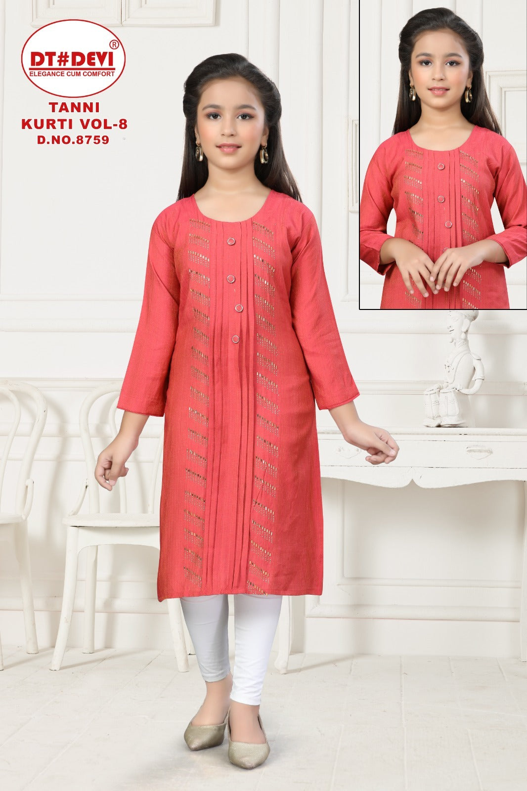 Tanni Vol 8 8759 Dt Devi Vetican Girls Kurti Supplier Gujarat