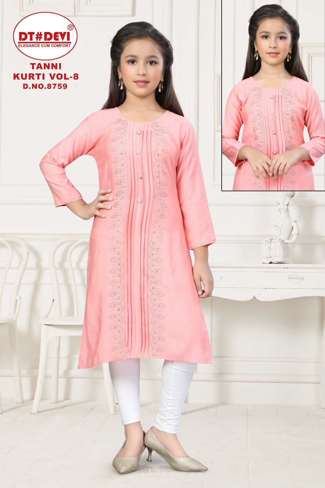 Tanni Vol 8 8759 Dt Devi Vetican Girls Kurti Supplier Gujarat