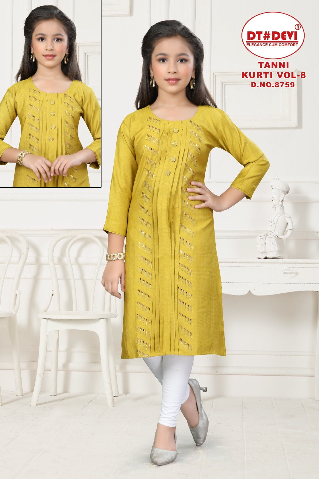 Tanni Vol 8 8759 Dt Devi Vetican Girls Kurti Supplier Gujarat