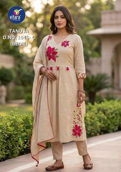 Tanuja Vitara Chanderi Readymade Pant Style Suits Wholesale Rate