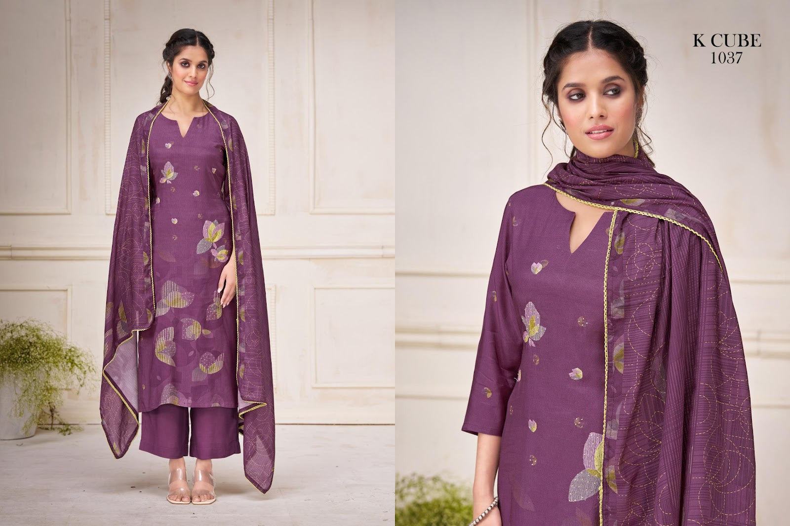 Tanvi 1037 K Cube Muslin Silk Pant Style Suits Supplier India