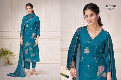 Tanvi 1037 K Cube Muslin Silk Pant Style Suits Supplier India