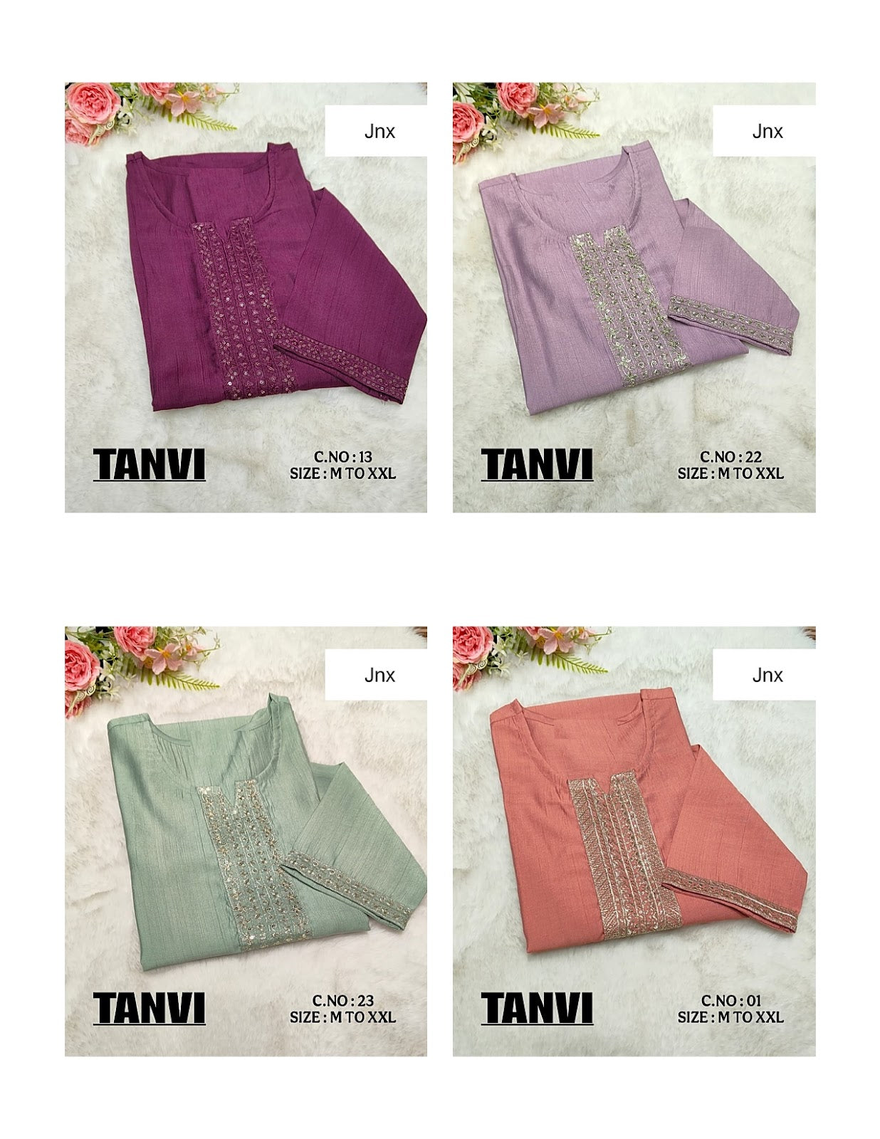 Tanvi Jnx Vertican Kurtis Wholesaler India