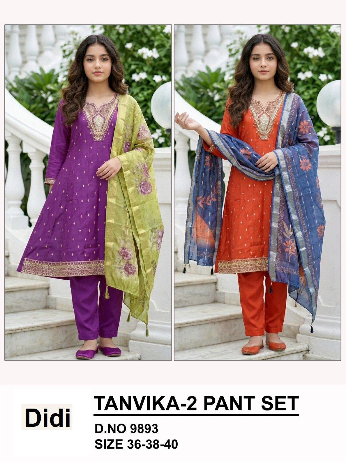 Tanvika 2 Dn 9893 Didi Roman Girls Readymade Pant Suits Manufacturer Gujarat
