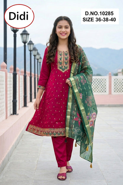 Tanvikaa 5 Dn 10285 Didi Roman Girls Readymade Anarkali Suits Manufacturer Gujarat
