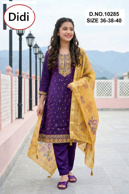 Tanvikaa 5 Dn 10285 Didi Roman Girls Readymade Anarkali Suits Manufacturer Gujarat