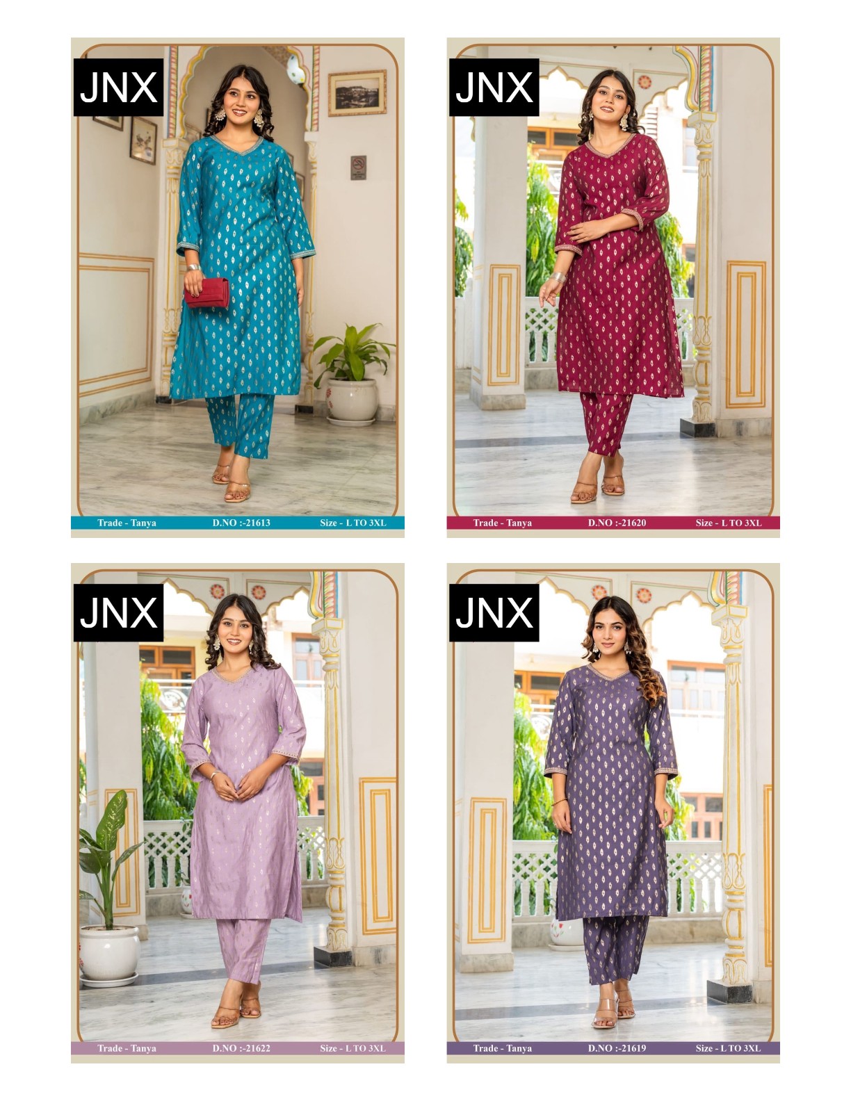 Tanya 221225 Jnx Vatican Kurti Pant Set Exporter