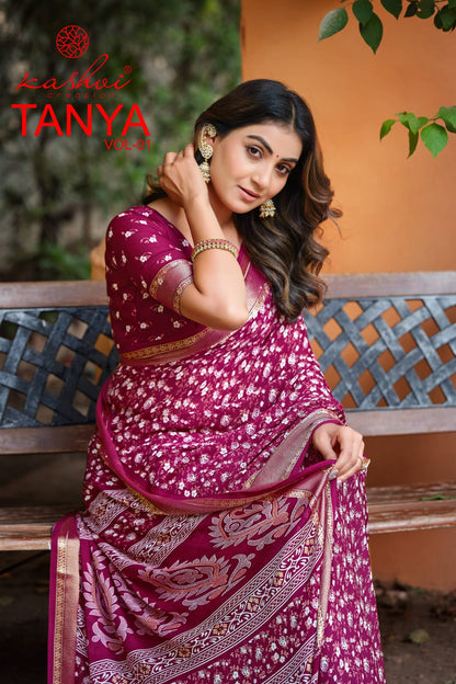 Tanya Vol 1 Kashvi Creation Dull Moss Sarees Wholesaler Gujarat