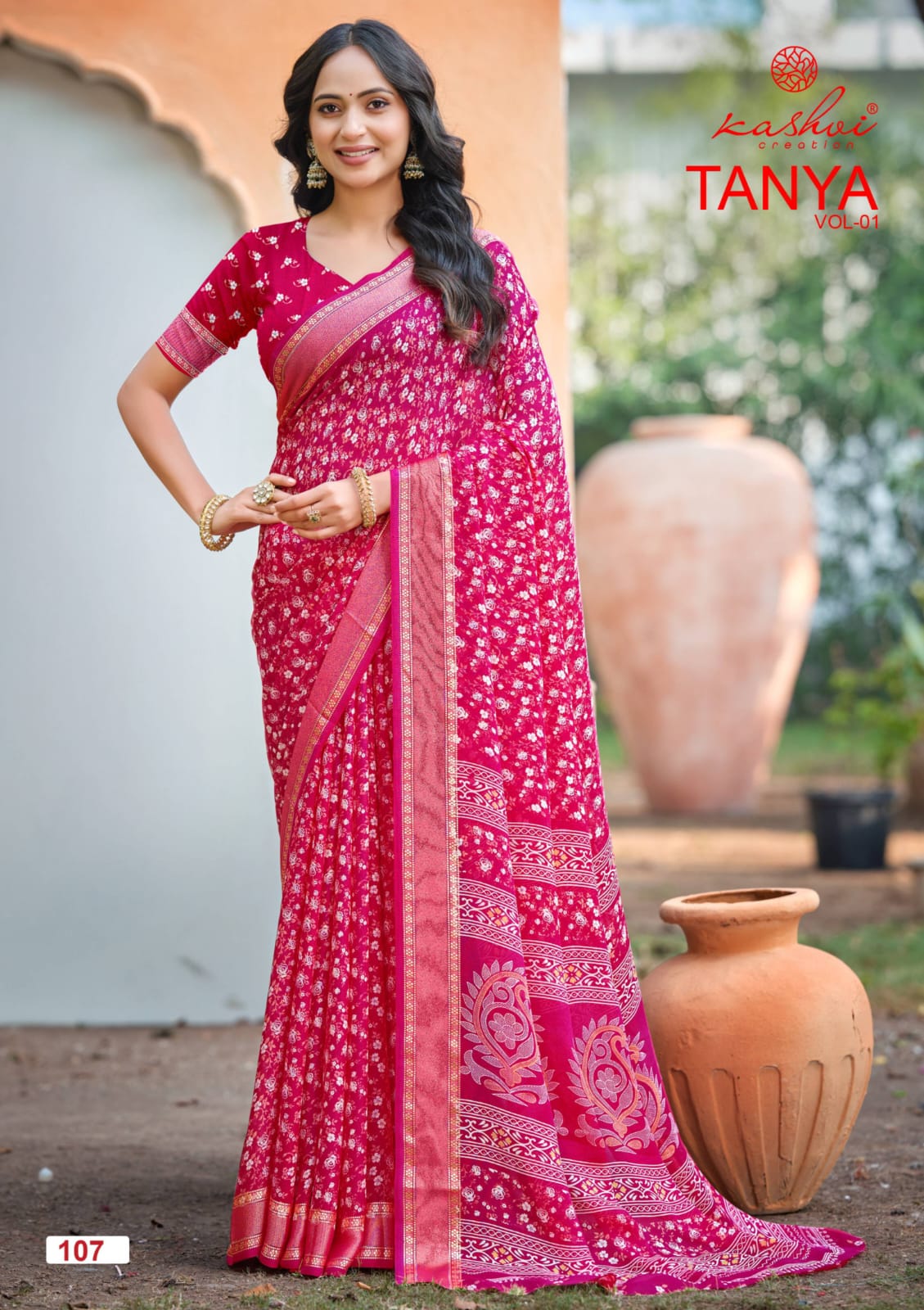 Tanya Vol 1 Kashvi Creation Dull Moss Sarees Wholesaler Gujarat