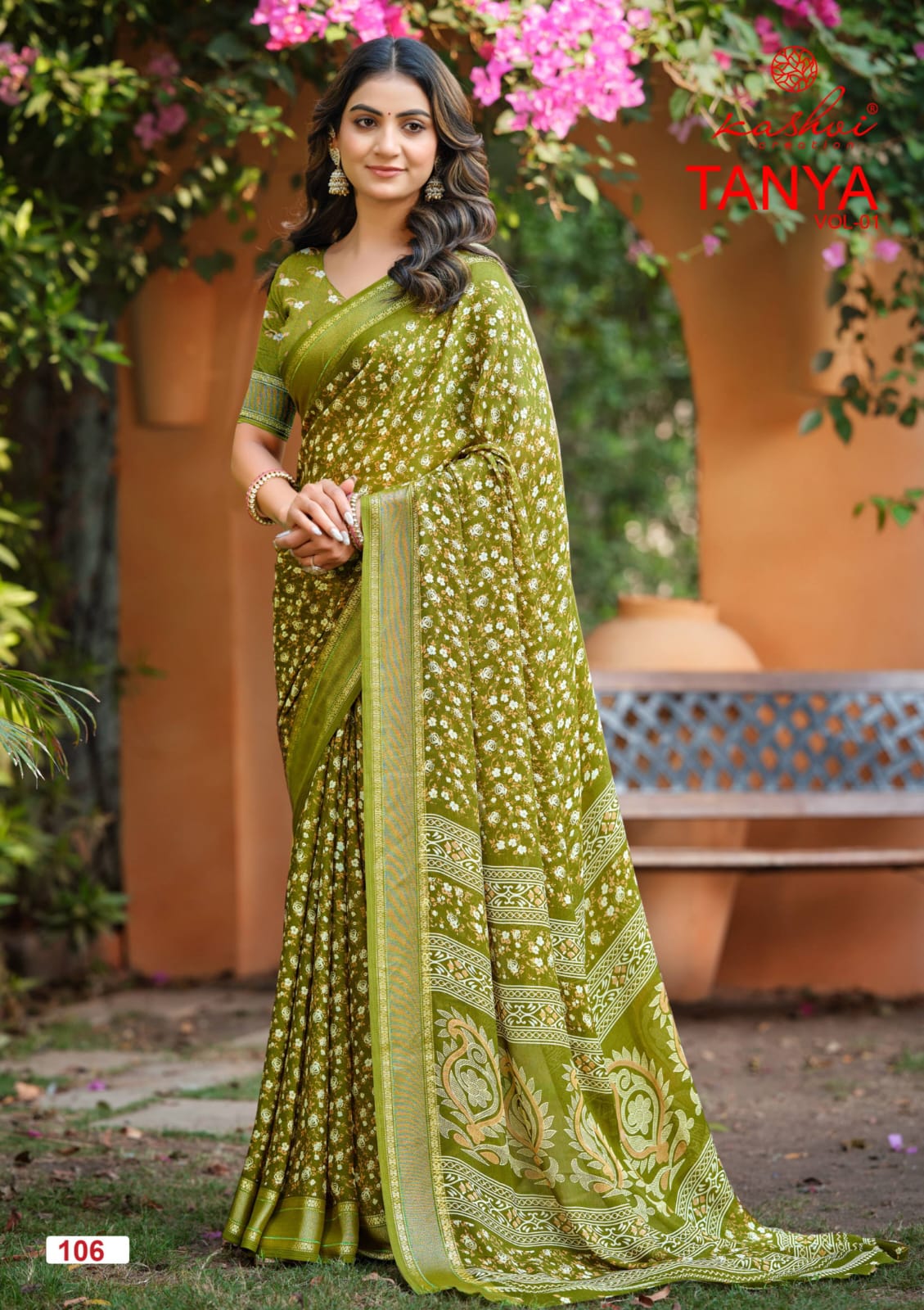 Tanya Vol 1 Kashvi Creation Dull Moss Sarees Wholesaler Gujarat