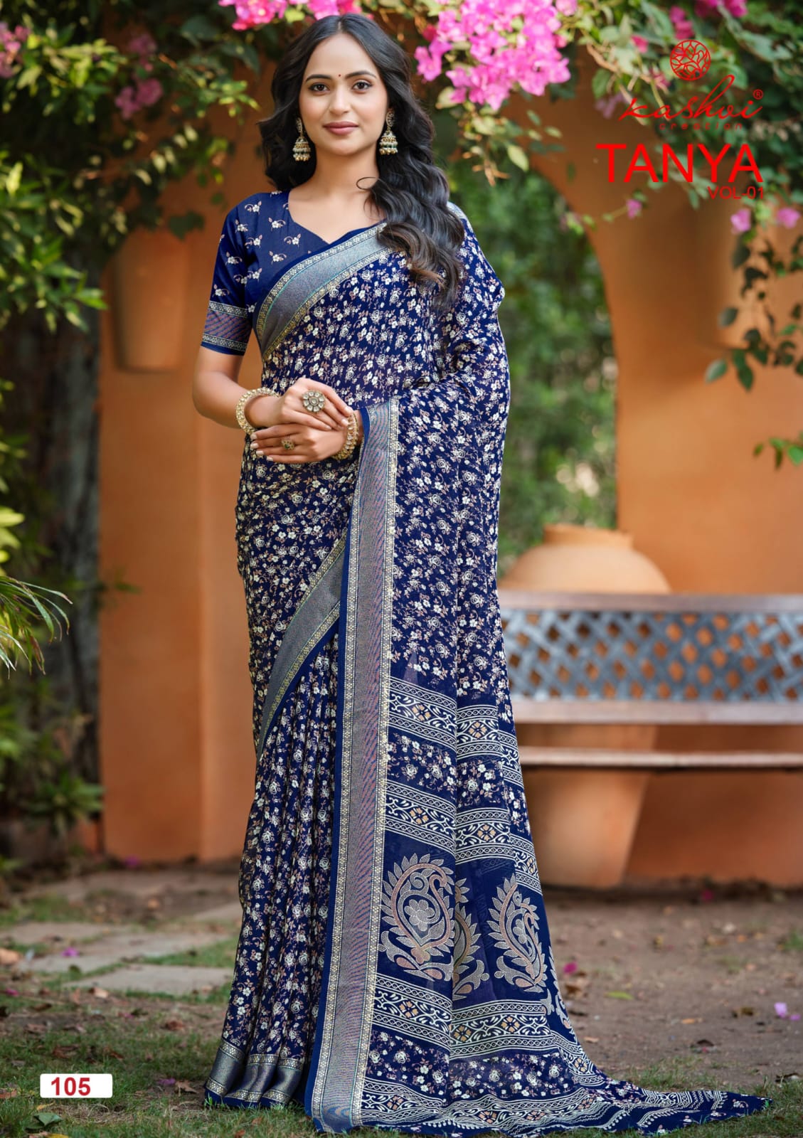 Tanya Vol 1 Kashvi Creation Dull Moss Sarees Wholesaler Gujarat