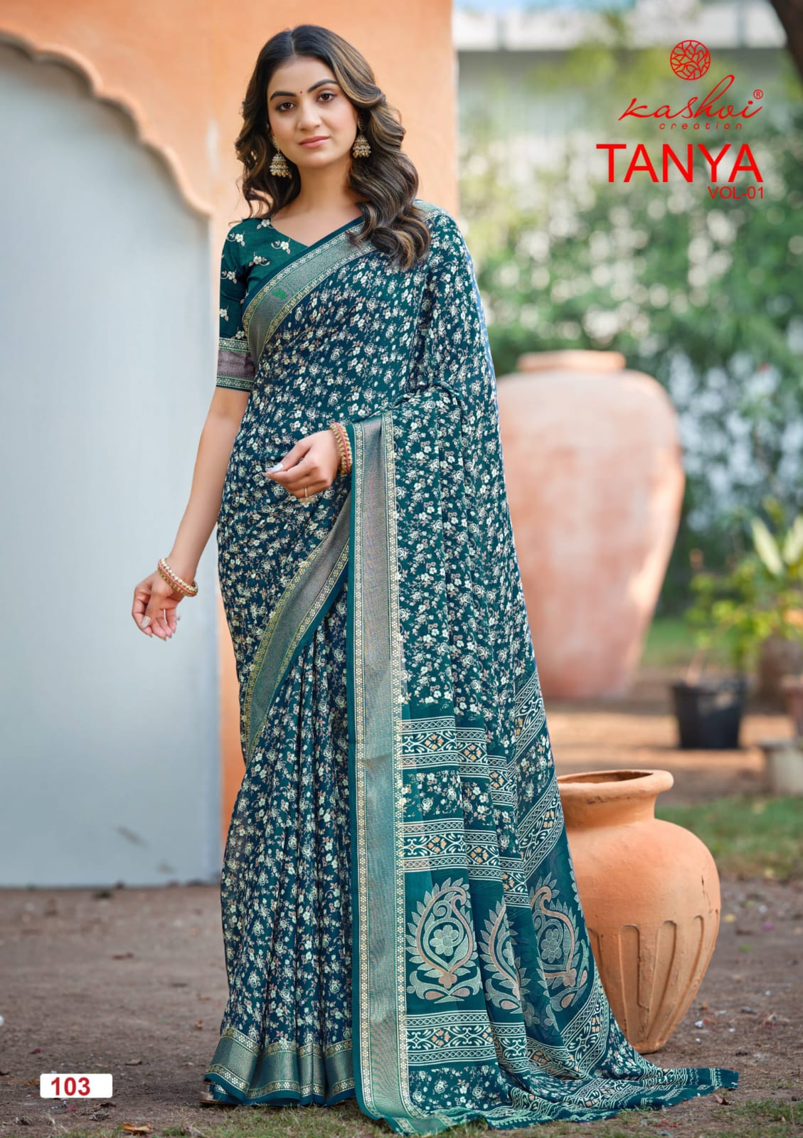 Tanya Vol 1 Kashvi Creation Dull Moss Sarees Wholesaler Gujarat