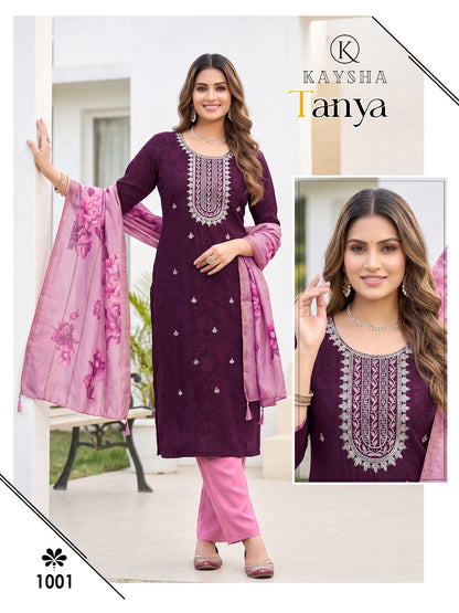 Tanya Vol 1 Kysa Roman Silk Readymade Pant Style Suits Manufacturer