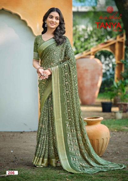 Tanya Vol 2 Kashvi Creation Dull Moss Sarees Manufacturer Gujarat