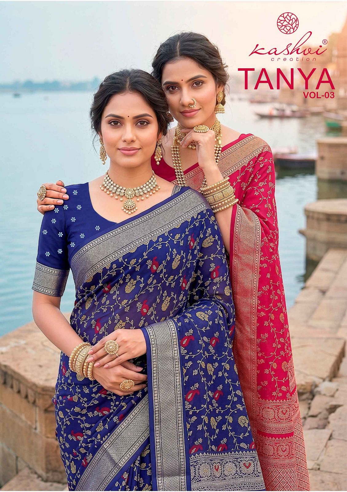 Tanya Vol 3 Kashvi Creation Dull Moss Sarees Wholesale Rate