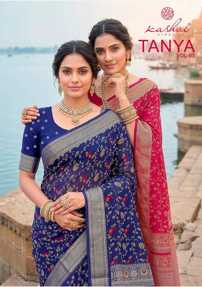 Tanya Vol 3 Kashvi Creation Dull Moss Sarees Wholesale Rate