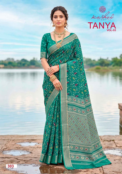 Tanya Vol 3 Kashvi Creation Dull Moss Sarees Wholesale Rate